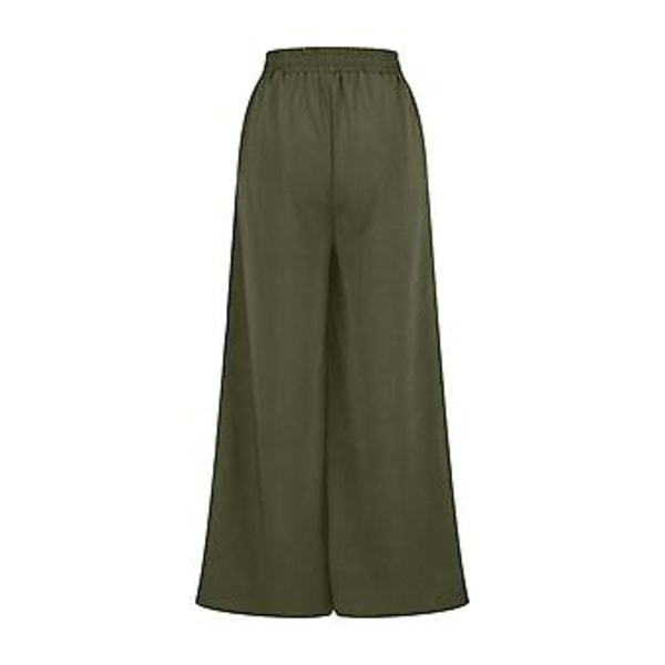 Bekväma Casual Lace Fold Högmidjade Raka Cylinder Byxor i Full Längd för Kvinnor XXL Grön
