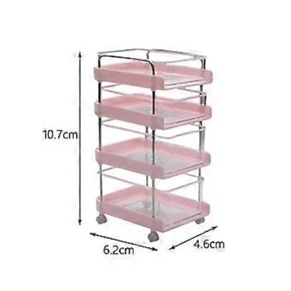 1/6 Nukkekodin Simulaatio Säilytysteline Pyörillä Dioraamoihin Käsityö Pienoisrullaava Säilytyskärry Pienoiskohtauksiin DIY-projekteihin Tarvikkeet (Pinkki)