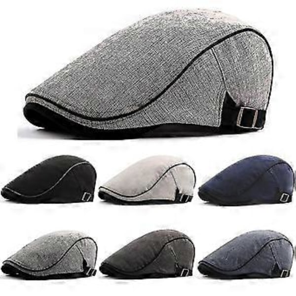 Herre Retro Flat Cap Beret Cabbie Ivy Hatter Country Peaky Newsboy Gatsby Golf Kjørehatter (Gråblå)