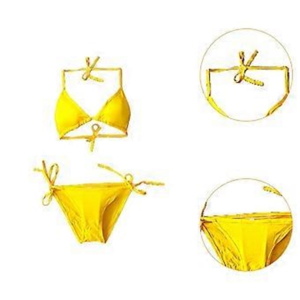 Dame Bikini Badedragt Sæt Komfortabel Dame Badedragt til Klub Vandaktiviteter (gul)