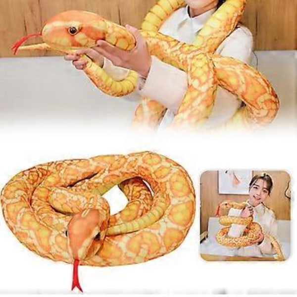 200cm Simuloitu Täytetty Python Lapsille Pehmolelu Eläin Käärme Leikki Koti Sisustus Lahja Lapsille ja Ystäville (300cm ruskea)
