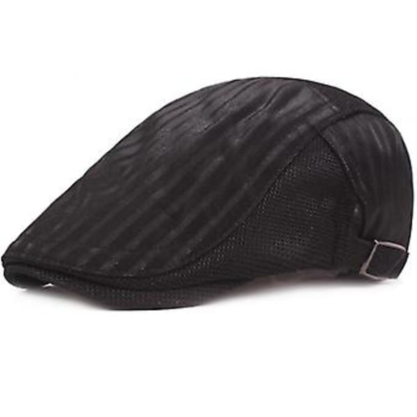 Ht3128 Herr Dam Baskrar Mesh Keps Sommar Solhatt Vintage Tidningspojke Ivy Flat Cap Konstnär Målare Basker Hatt Retro Basker Keps Herr Dam (Svart)