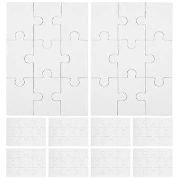 10 ark DIY Blanke Puslespil Tegning Blankt Puslespil DIY Blank Graffiti Puslespilsbrikker