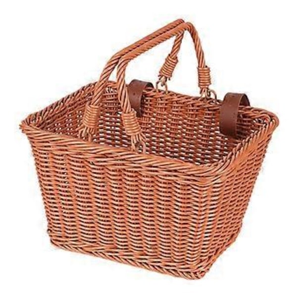 Barncykelkorg Fram Barncykel Styrekorg Pojkar Flickor med Handtag Cykelkorg för Picknick Hopfällbar Cykel Resa (Brun)