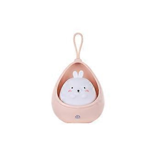 Söt Djur Sensorlampa LED Automatisk Kroppssensor Nattlampa USB Uppladdningsbar LED Vägglampa Hem Sovrum Sänglampa Kanin (Rosa)