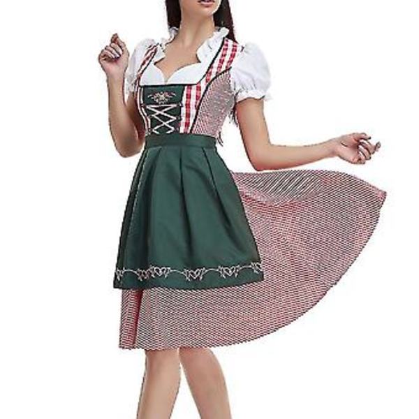 Uusi naisten saksalainen Oktoberfest-asu, perinteinen baijerilainen olut-Fraulein-karnevaali-palvelijan mekkoasu (S tummanvihreä)
