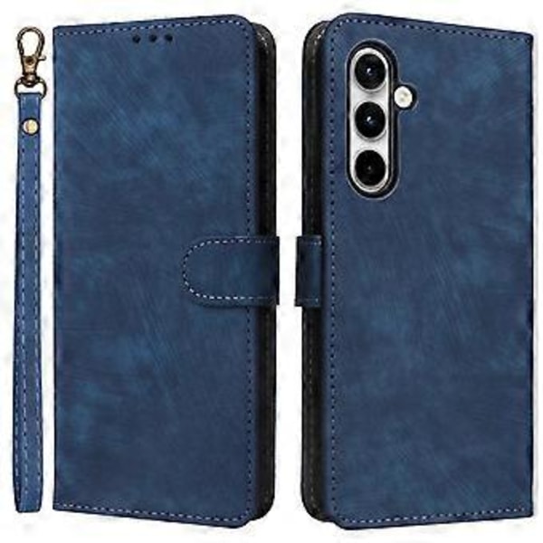 Læder Wallet Case med RFID-blokering til Samsung Galaxy A35 5G - Blå (Blå)