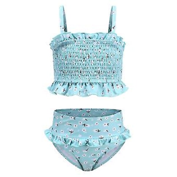 Girl's swimsuit split suit stylish bikini swimming two-piece swimwear M?110cm? Cyan