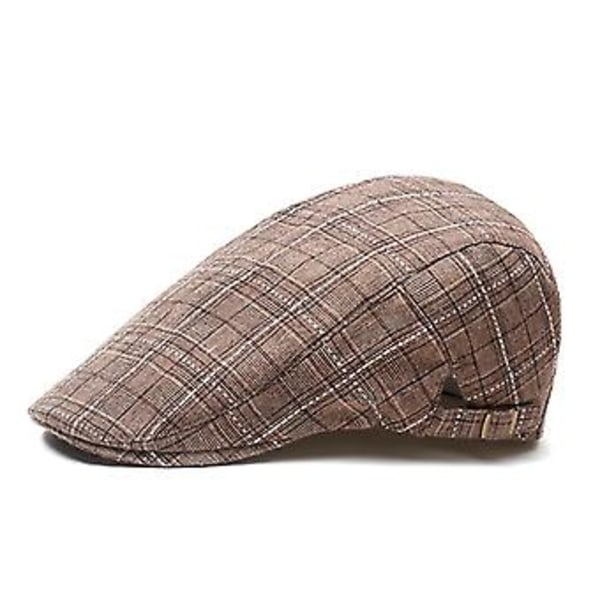 Herrar Cabbie Driving Flat Caps Newsboy Golf Rutig Basker Irländsk Hatt Newsboy (kaffe)