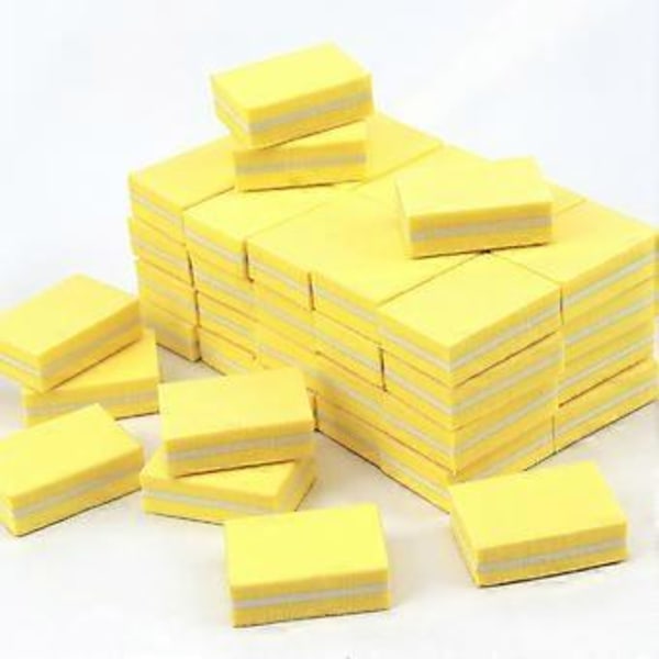 Nagelfil Mini Block 180/100 Grit Sandwich Lila Tvättad Nagelkonstverktyg för Nagelvård-Gul