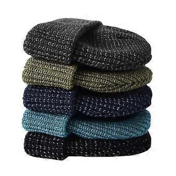 Reflekterende Beanie til Kvinder og Mænd, Flex Reflekterende Beanie Hat, Varmt Strikket Hat (Blå)