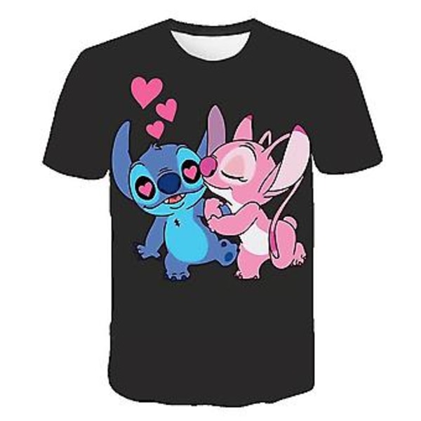 6-10Years Kids Boys Girls Disney Lilo & Stitch 3D Print Short Sleeve T-shirt Cartoon Casual Tee Tops Summer T Shirts(7-8Years C)