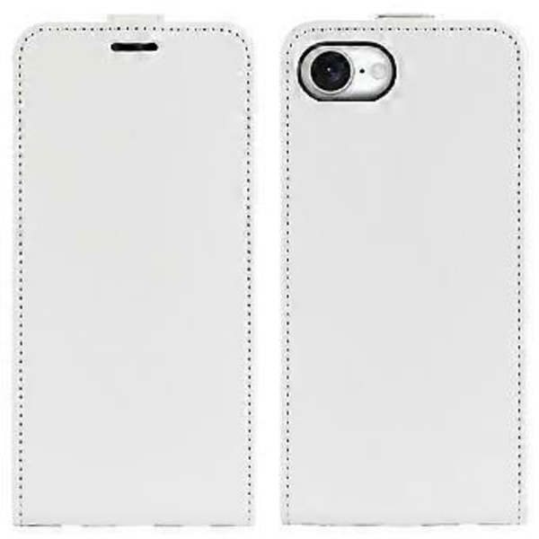 Til iPhone 16e Etui med Kortlommer Vertikal Flip Læder Telefon Cover - Hvid (Hvid)