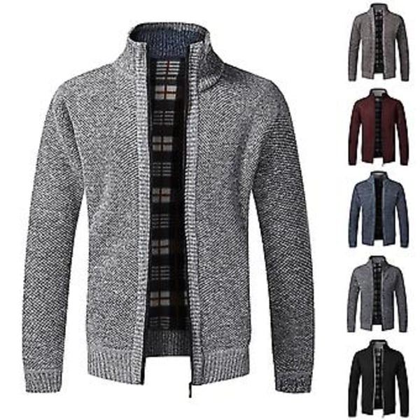 Fianao Tyk Cardigan til Mænd Åndbar Bomuldsblanding Behagelig Berøring Mænd Trøje til Daglig Brug (2XL Kaffe)