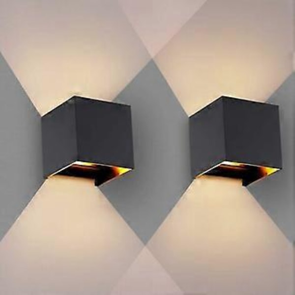 Sæt med 2 Væglamper 12W LED Moderne Indendørs Soveværelse, Justerbar Up and Down Design Lampe, Aluminium LED Væglamper Sort til Værelse