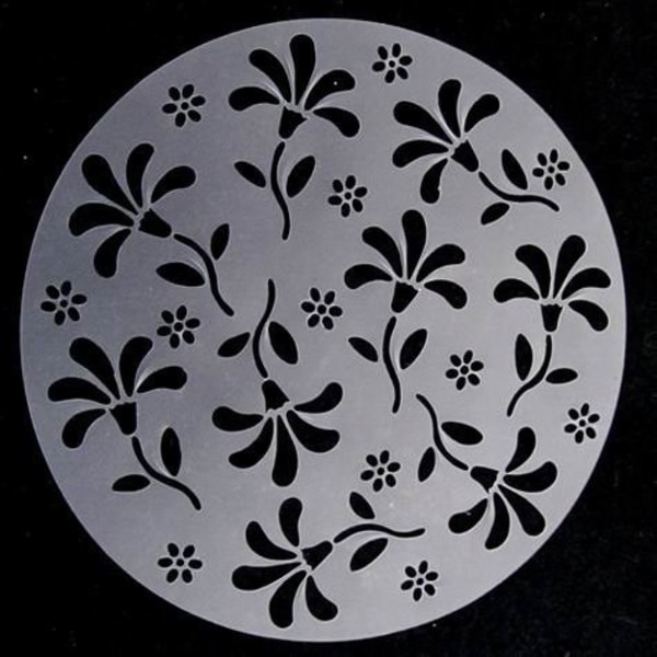 Happy Birthday Cake Topper,Flower Heart Spray Stencils Cafe Stenc