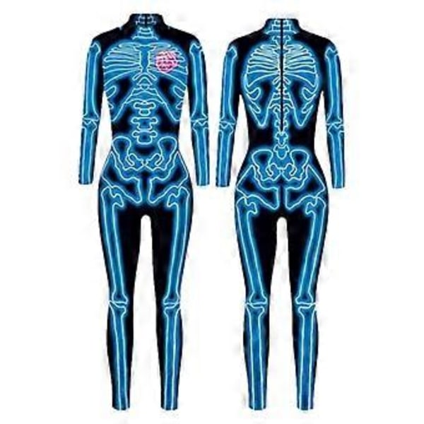 Robot Cosplay Kostym Halloween Robot Jumpsuit För Kvinnor Steampunk Sexiga Cosplay Kostymer Karneval Party Långärmad Halloween Bodysuit Cool(S Blå)