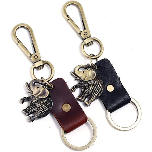Elefant Nøglering i Læder Nøglering Elefanter Par Nøglering Valentinsdagsgave Mænd og Kvinder Håndtaske Charm Keychai