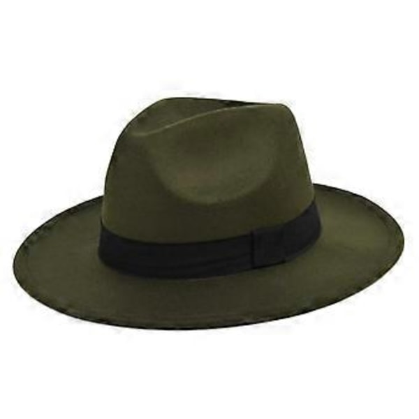 Retro Rancher -hattu leveällä lierillä, vintage-tyylinen miesten huopahattu lomaan (armeijanvihreä)