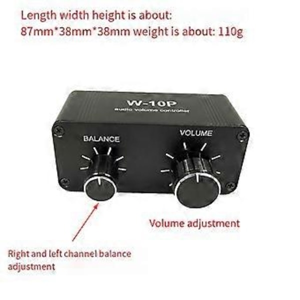 3,5 mm Portabel Volymkontroll Förförstärkare W-10P Stereo Dubbelkanal Stereo Audio Mini Balans