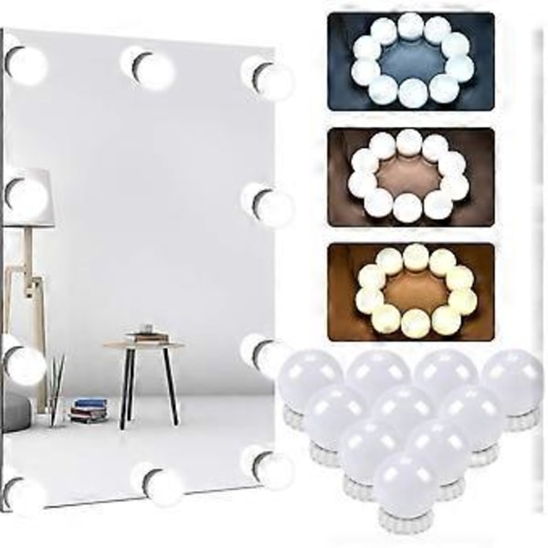 LED Speillys med 3 Fargemoduser - Dimbar Sminkespeillampe for Sminkebord og Baderom, 7000 Kelvin Lysstyrke