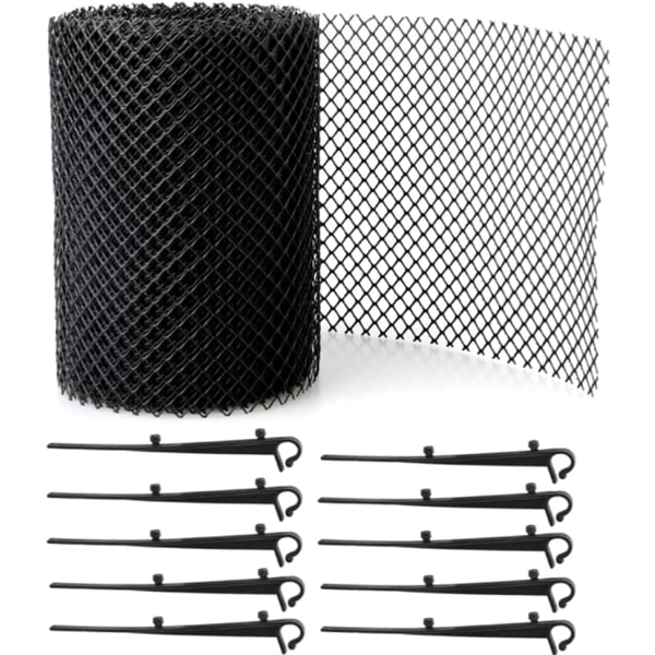 Sort 16cm x 6m Mesh Tagrender Beskyttelse Blad Beskyttelsesmåtte Tagrender B