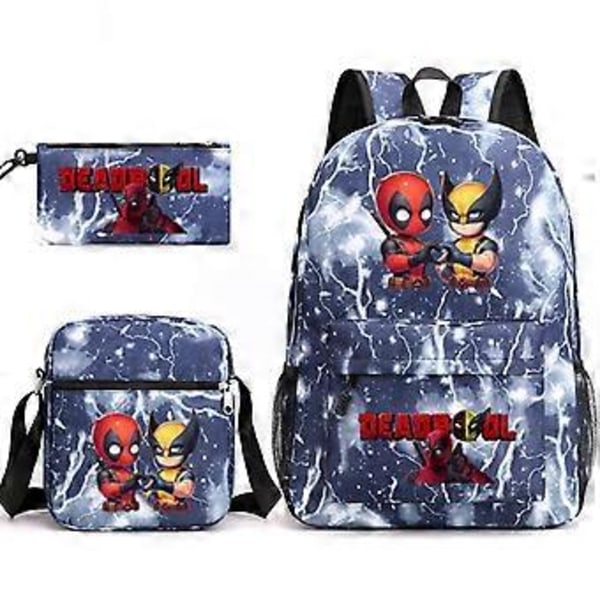 Deadpool & Wolverine Skoletaske Rygsæk Blyantsæt Skuldertaske Tredelt Sæt _16