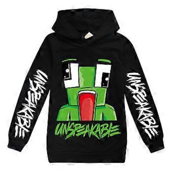 7-14 År Børn Uudsigelig Trykt Hættetrøje Hættetrøjer Efterår Sweatshirt Topper (9-10 År Sort)