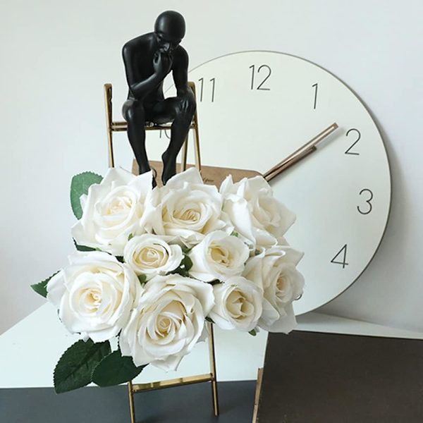 10 stk. Hvide Kunstige Blomster og Silke Juledekorationer Flow