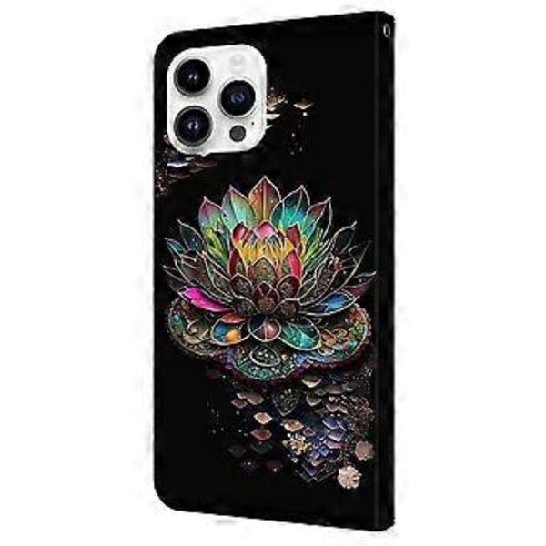 Til iPhone 16 Pro Cover Mønsterprintet Beskyttelsescover TPU+PU Læder Flip Telefon Cover (Style M)
