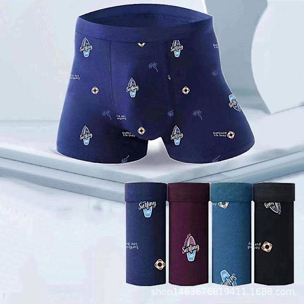Höst och vinter mode stor storlek tjock andas kammad bomull enkel tryckt bred midja herrboxershorts-1950-6xl160180 katter