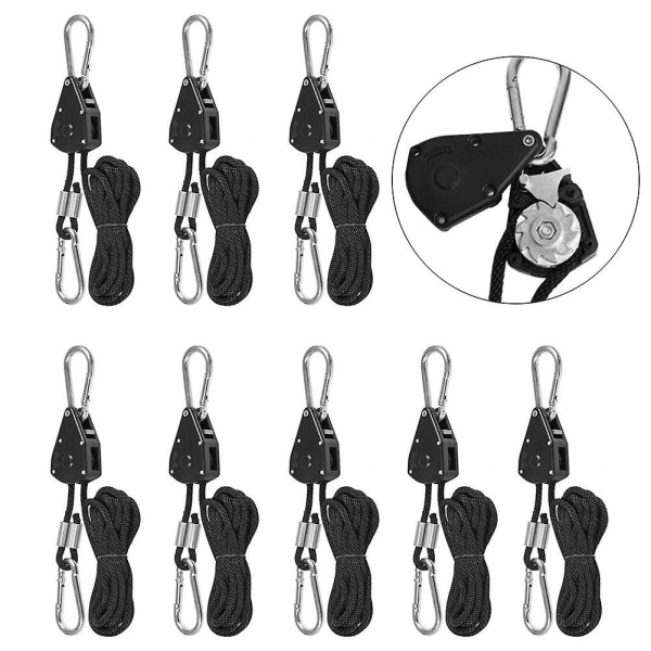 8 Pieces Rope Ratchet Strap 1/8 inch Adjustable Heavy Duty Rope Ratchet for Growth Pendant Lamp