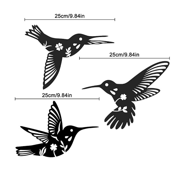Metall Kolibri Väggkonst Dekor-Svart Metall Väggkonst,Fågel Vägg S