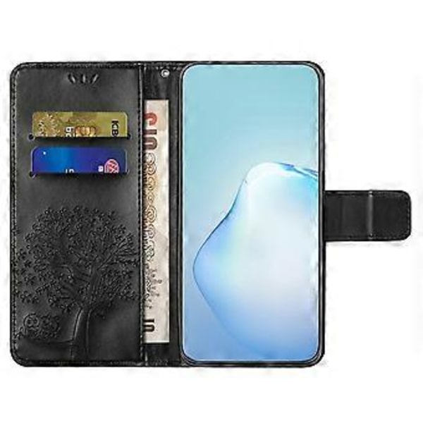 Til Motorola Moto G35 5G Etui PU Læder Ugle Træ Præget Pung Telefon Cover (Style A)