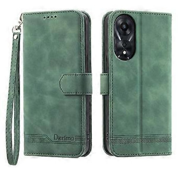 DIERFENG DF-03 for Oppo A78 5G Lær Telefonveske Linjer Avtrykk Deksel med Stativ Lommebok (Stil E)