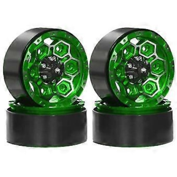 4 st Metall 1,9 tum Beadlock Fälg Hjulnav för 1/10 RC Crawler Bil Axial SCX10 Pro Capra TRX4 /D90 Redcat Grön