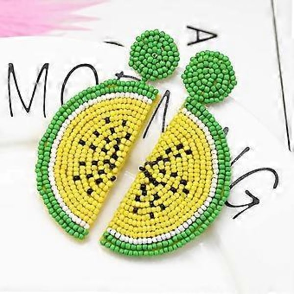Søte Frukt Vannmelon Perle Dangle Stud Ørepynt for Kvinner Tenåringsjenter Morsomme Frukt Bohemian Statement Harpiks Drop Ørepynt Mote Smykker