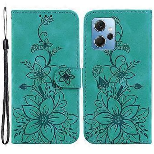 För Xiaomi Redmi Note 12 4G Plånboksfodral Ställ PU Läder Präglat Liljeblomma Telefonskal (Stil C)