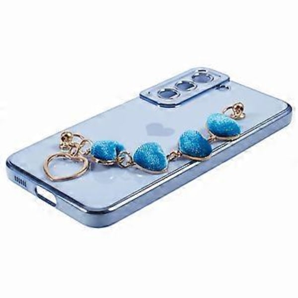 Til Samsung Galaxy S22+ 5G Etui med Hjerte Håndrem TPU Telefon Cover Elektropletteret Kant (Style B)