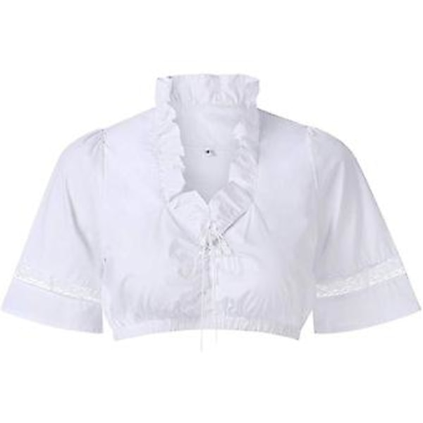 Bigsale Dirndl Bluse Med Volanger Hvit - Tradisjonell Elegant Bayersk Oktoberfest Cropped Bluse (S Matt Hvit)