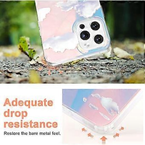 Sød Klar Holografisk Designet til iPhone 14 Pro Etui 6,1 tommer Udgivet, Stødsikkert Beskyttende Holdbart Telefon Etui Tyndt Cover til Hvid Sky Aes