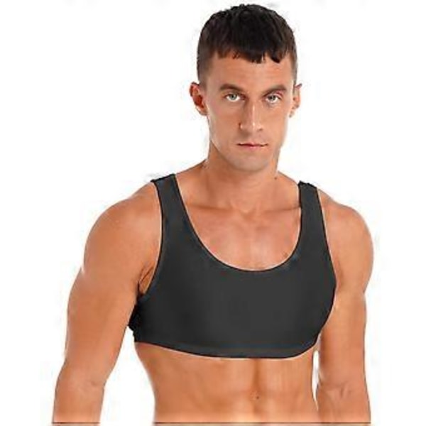 Ärmlös Muskel T-shirt för Män Basic Tank Crop Tops Fitness Gym Sport Västar (L svart)