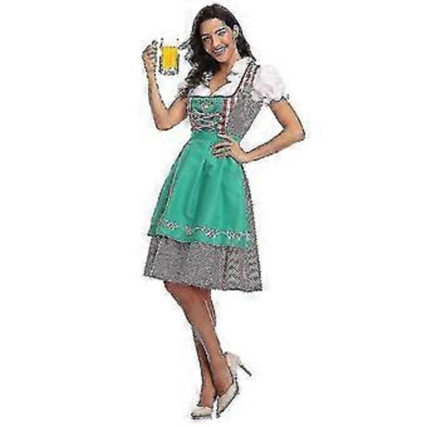 Korkea Laatu Perinteinen Saksalaisen Ruudullinen Dirndl-Mekko Oktoberfest-Asu Naisille Halloween Cosplay Juhla Z (XL Style3 Vihreä)