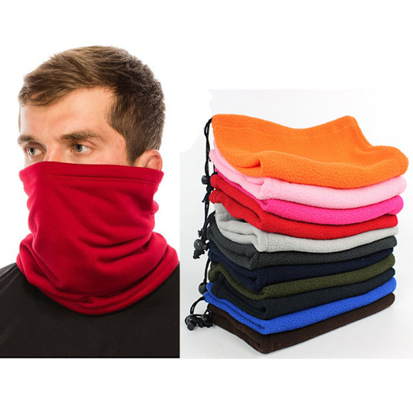 Vinter Fleece Bib Ridmask för Män och Kvinnor, Multifunktionell Snörning, Halsduk med Huva, Roseröd