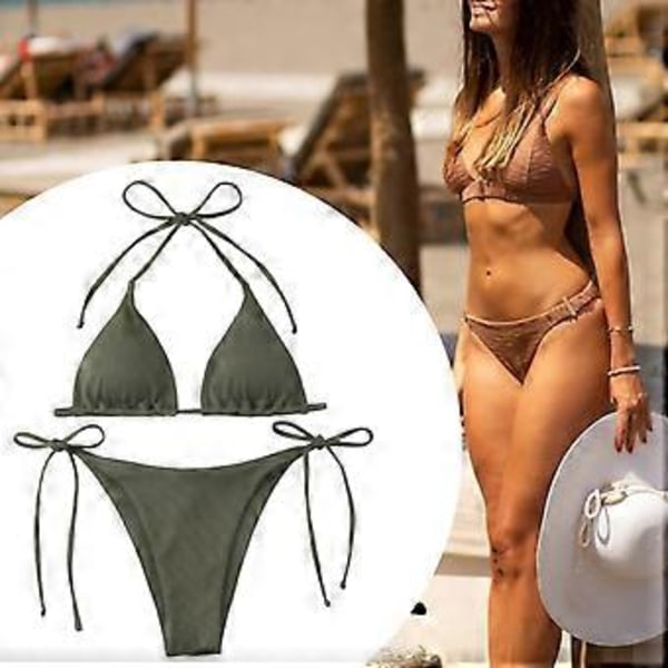 Dame Bikini Sæt Badedragt til Klub Vandaktiviteter Ferie Spa (Grøn L)