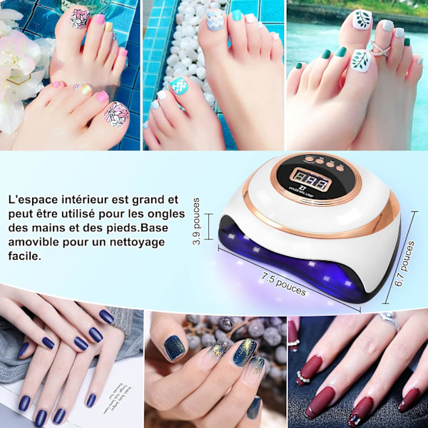 LKE UV Gel Neglelampe, 180W Professionel Negle Tørrer med 4 Timer