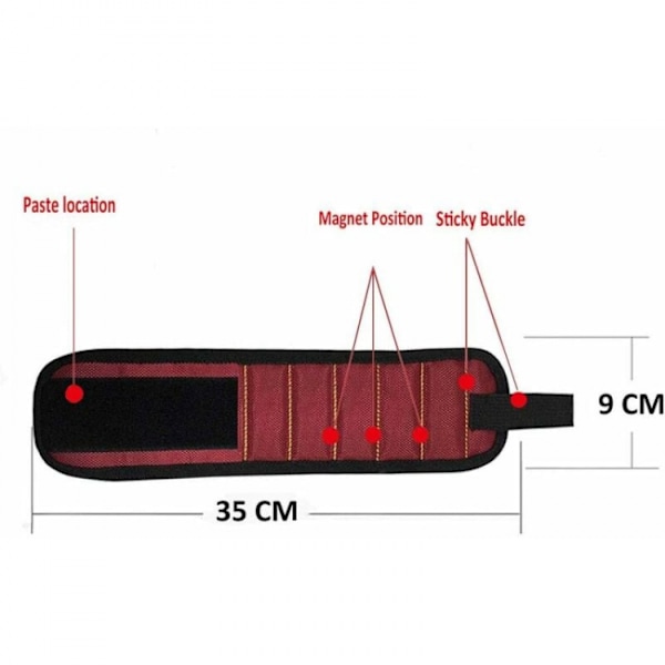 Rött magnetiskt armband med 10 starka magneter