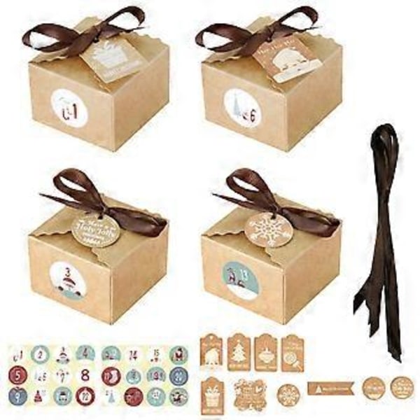 1 Joulu Kraft-paperilaatikkosetti Joulupäivän Makeisilaatikot Retro DIY Lahjalaatikot