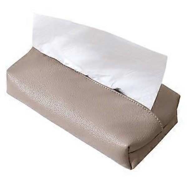 Rektangulärt vävnadsboxöverdrag, Läder vävnadsboxhållare, Vävnadsboxorganisatör för hem, bil, hotell, 20*11*5cm stil 2022 Grålila