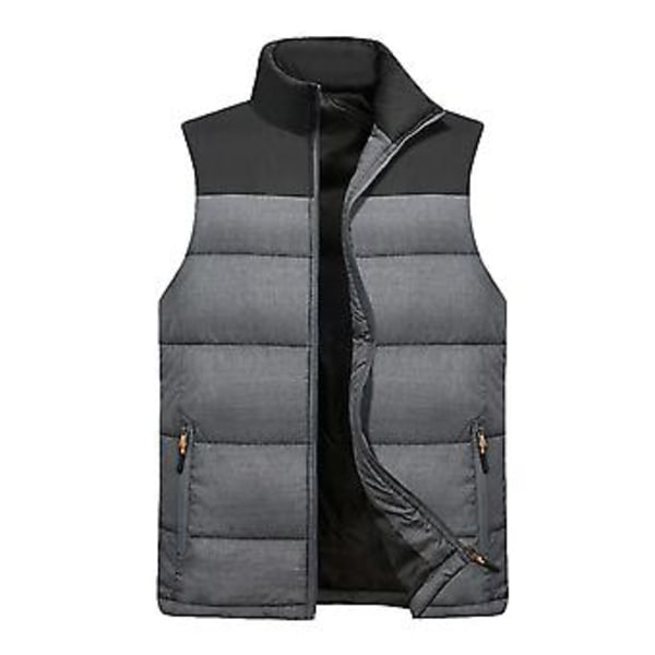 Fianao Vindtett Herrevest Vattert Bomull Tykkere Plus Size Glidelås Vest for Daglig Bruk (L Lys Grå)